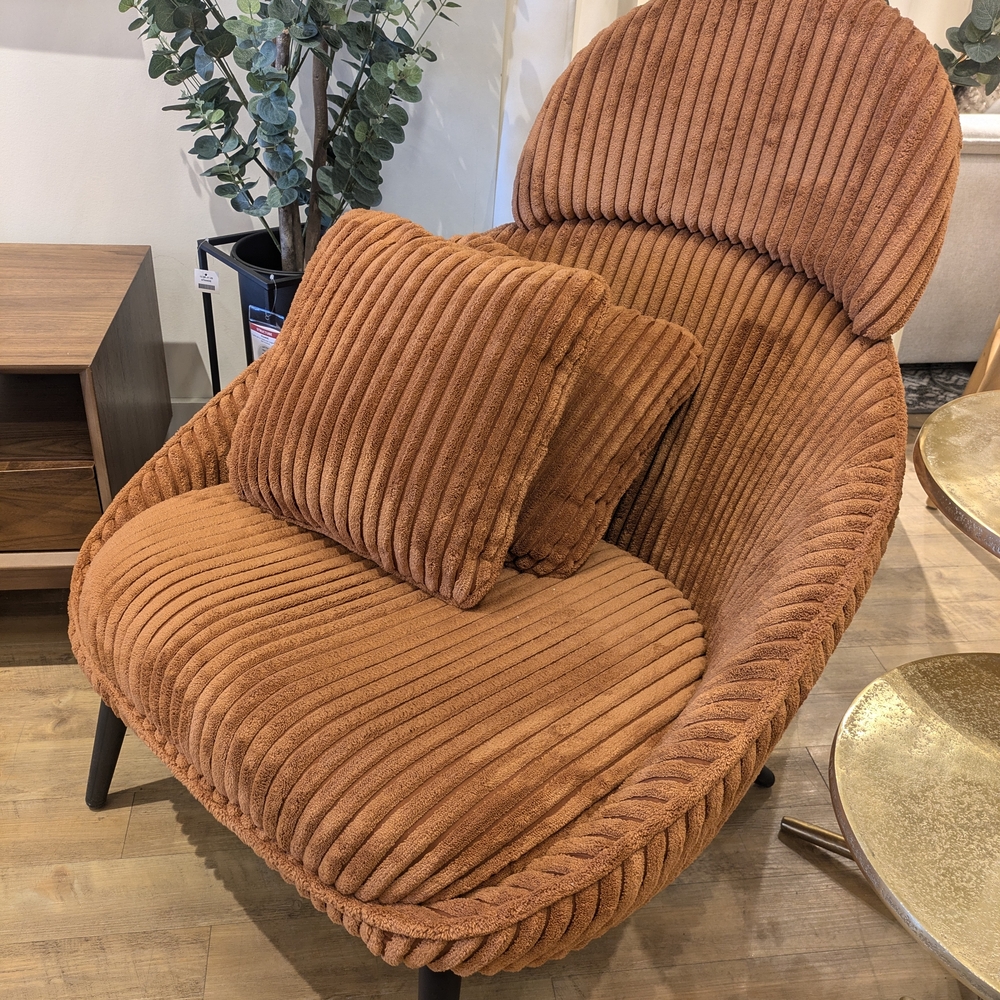 Cozy Brown Corduroy Accent Chair